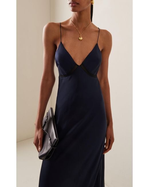 FAVORITE DAUGHTER Blue The Blackberry Embroidered Maxi Slip Dress