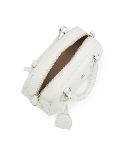Courreges White Friday Leather Bowling Baguette Bag