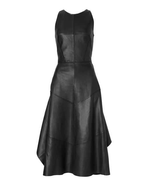 Maticevski Black Linden Leather Midi Dress