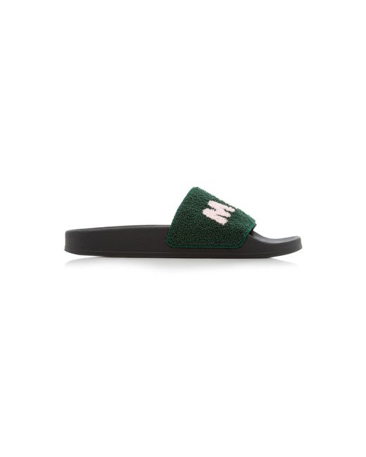 Marni Green Ciabatta Logo Terry Slide Sandals