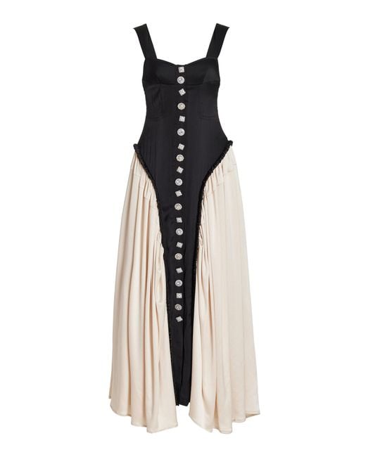 Harbison Black Soft Storm Ii Embellished Silk Bustier Maxi Dress