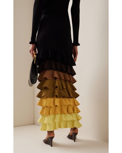 Rosie Assoulin Black Ombré Ruffle Maxi Skirt