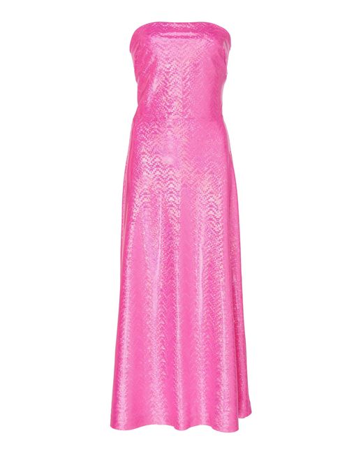 Saks Potts Pink Jepska Holographic Bandeau Midi Dress