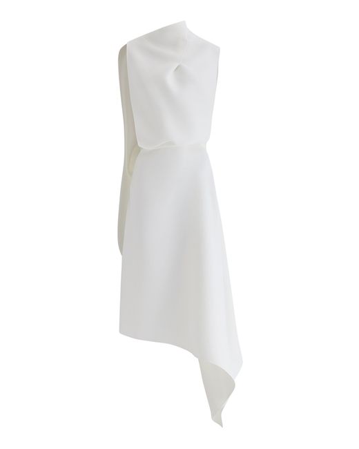 Maticevski White Prosper Asymmetric Midi Dress