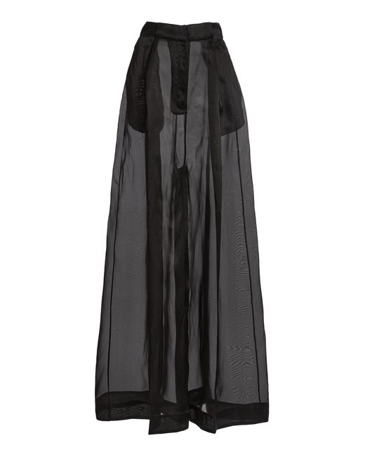 A.W.A.K.E. MODE Black Organza Wide Leg Pants