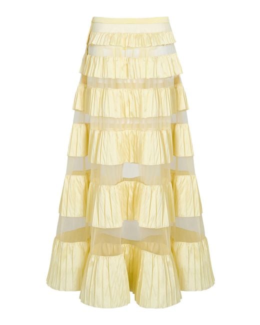 Aflalo Yellow Xorina Tiered Mesh Skirt
