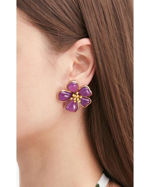 Oscar de la Renta Purple Cloudy Flower Earrings