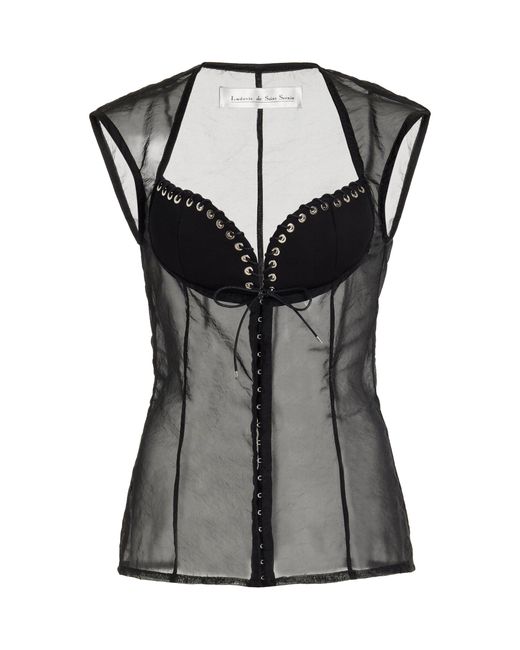 Ludovic de Saint Sernin Black Exclusive Robin Organdy Bustier Top