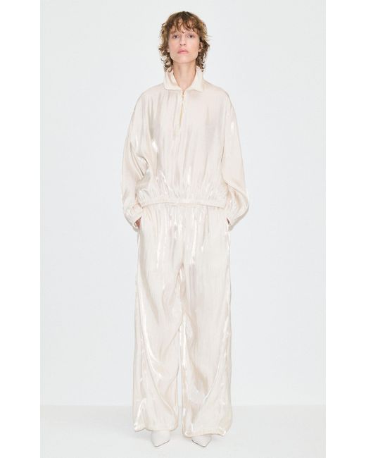DARKPARK White Leni Semi-Sheer Satin Wide-Leg Pants