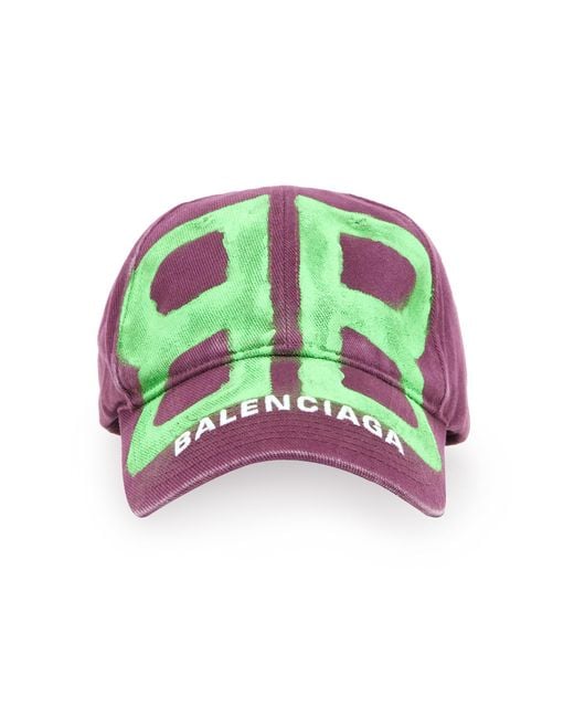 Balenciaga Graffitiprint Cotton Baseball Cap in Purple Lyst