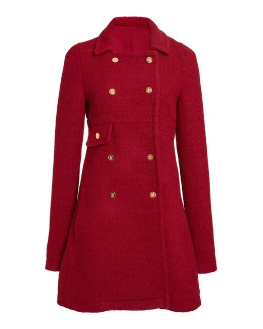 Giambattista Valli Red Double-Breasted Boucle Coat