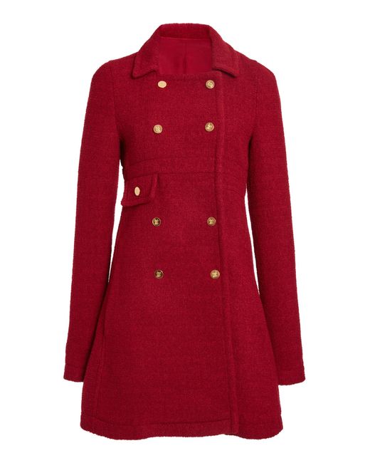 Giambattista Valli Red Double-Breasted Boucle Coat