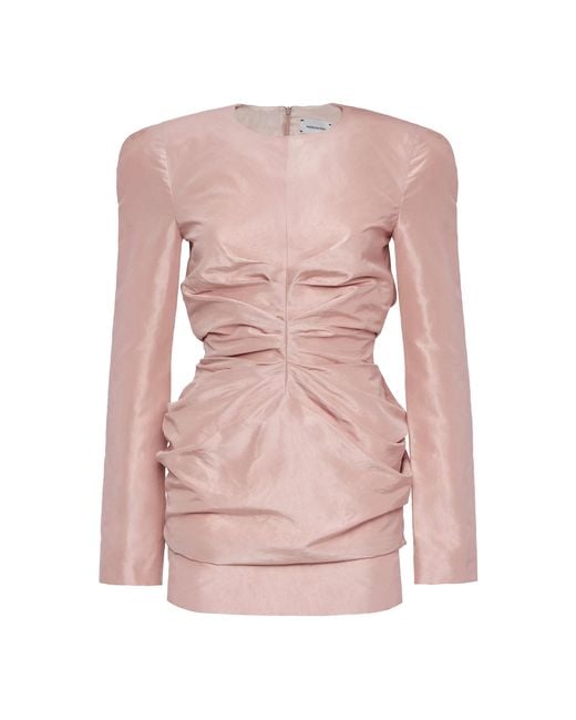 Magda Butrym Pink Gathered Silk Mini Dress
