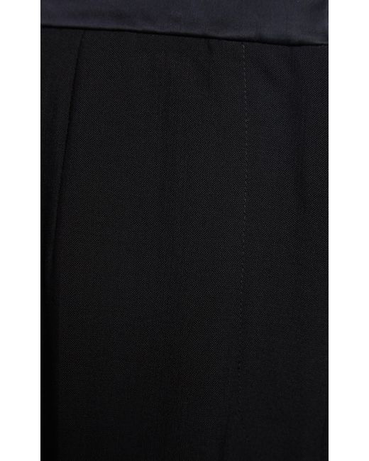 Nensi Dojaka Blue Satin-trimmed Woven Wide-leg Trousers