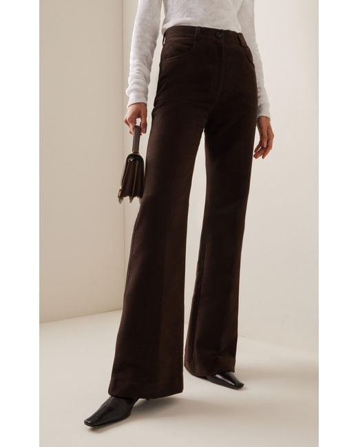 Totême  Black Flared Cotton-moleskin Trousers