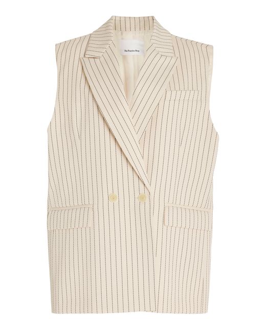 Frankie Shop Natural Shane Pinstriped-twill Double-breasted Vest