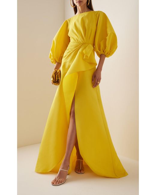 Carolina Herrera Yellow Tie-front Gown