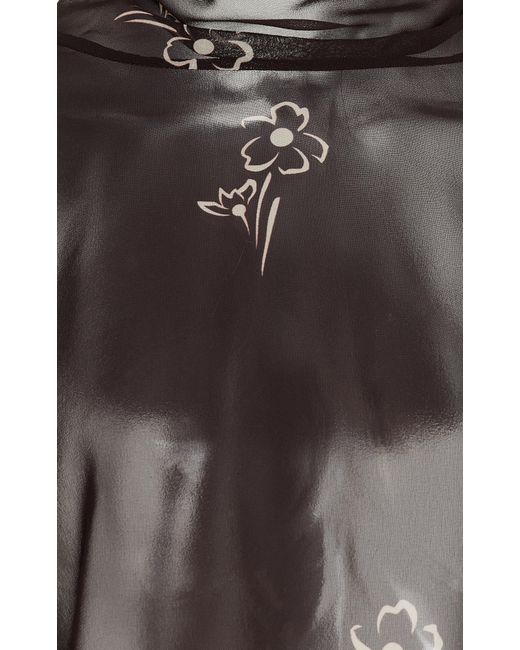 Prada Black Tie-neck Primrose-printed Georgette Cape Top