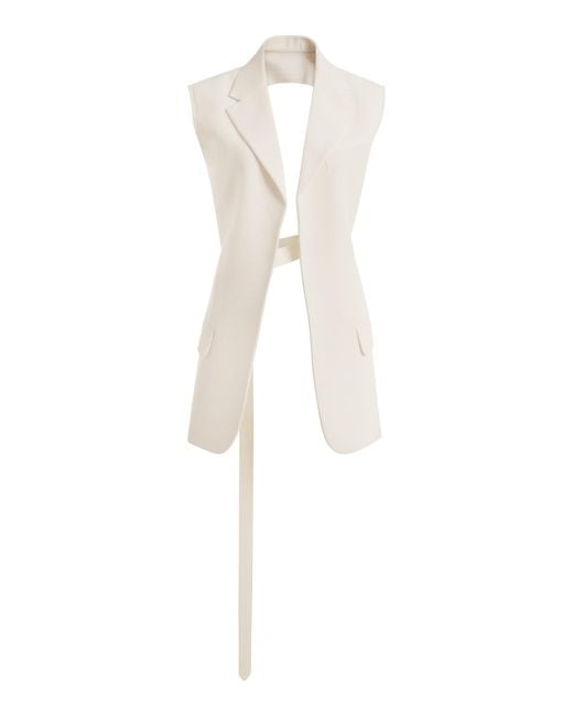 Victoria Beckham White Wool Blazer Vest