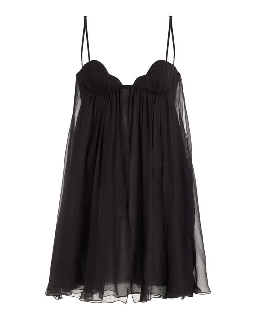 Nensi Dojaka Black Heartbeat Layered Silk Mini Dress