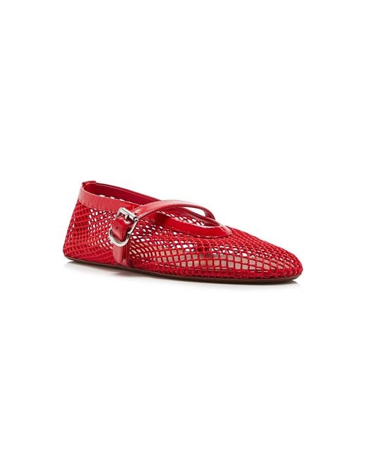 Alaïa Red Fishnet Ballet Flats
