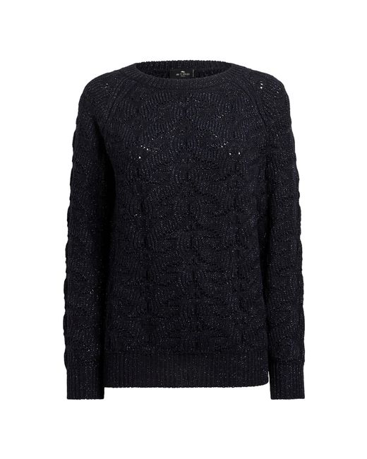 Etro Black Cableknit Wool-Blend Sweater