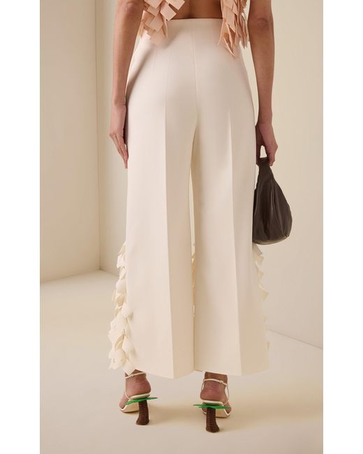 A.W.A.K.E. MODE White Appliquéd Crepe Wide-Leg Culottes