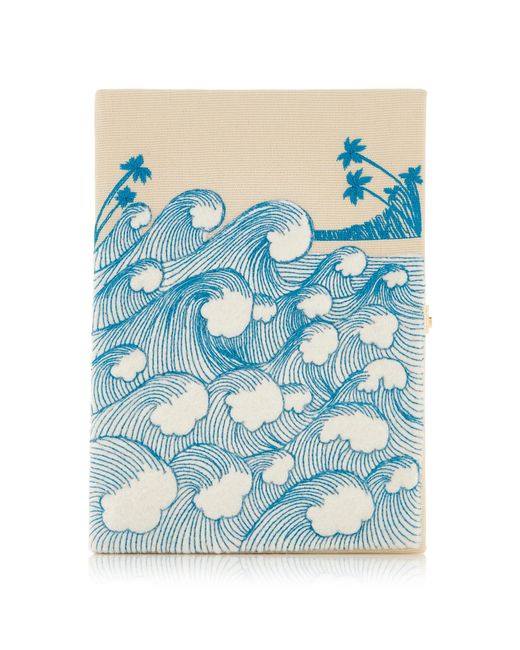 Olympia Le-Tan Blue Exclusive Waves Book Clutch