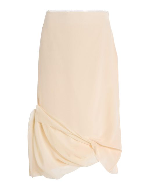 Colleen Allen Natural Exclusive Draped Silk Maxi Skirt