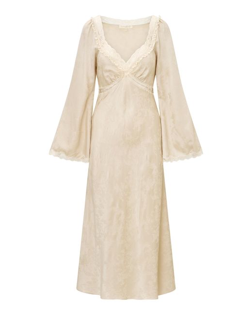 LoveShackFancy Natural Alderton Solid Jacquard Maxi Dress