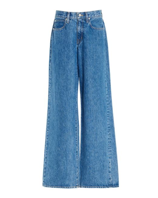 SLVRLAKE Denim Blue Mica Rigid Low-rise Wide-leg Jeans