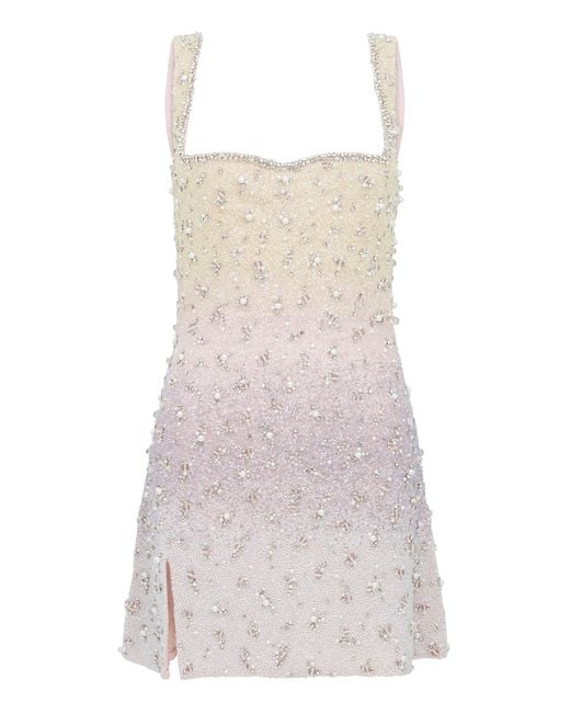 Clio Peppiatt White Prism Embellished Mini Dress