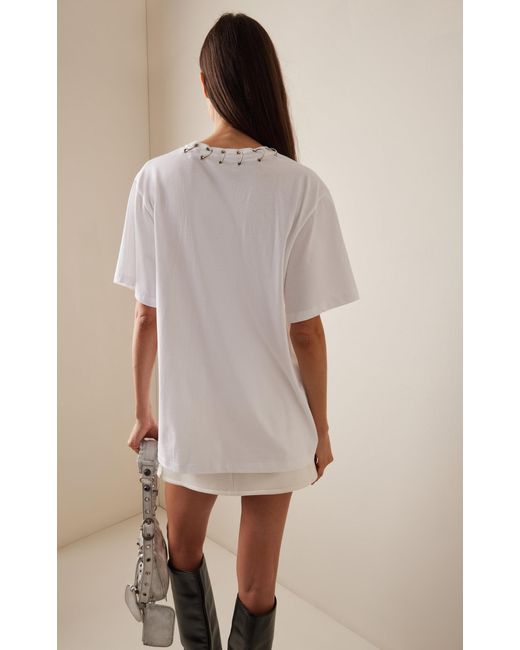 ROTATE BIRGER CHRISTENSEN White Ring-detailed Oversized Cotton Shirt