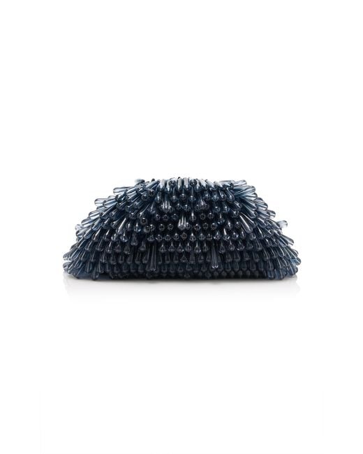 Cult Gaia Blue Jaala Nano Beaded Clutch Bag