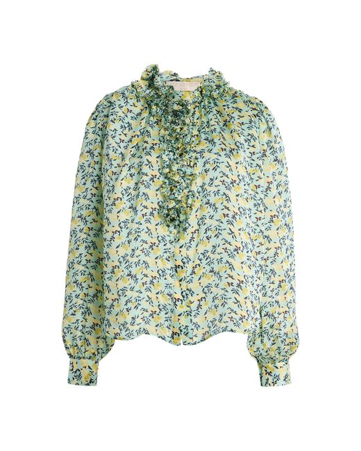 Ulla Johnson Green Willhemina Textured Silk Blouse
