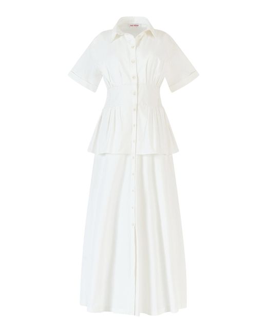 Rosie Assoulin White Boogie Woogie Bugle Cotton-Poplin Dress