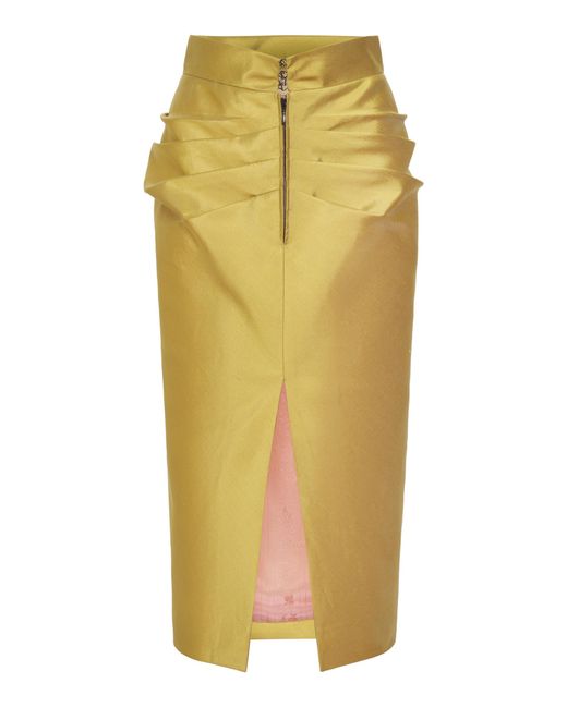 Valentino Garavani Yellow Blouse Silk Midi Skirt