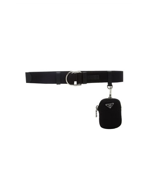 Prada Pouch detailed Nylon Belt in Black Lyst