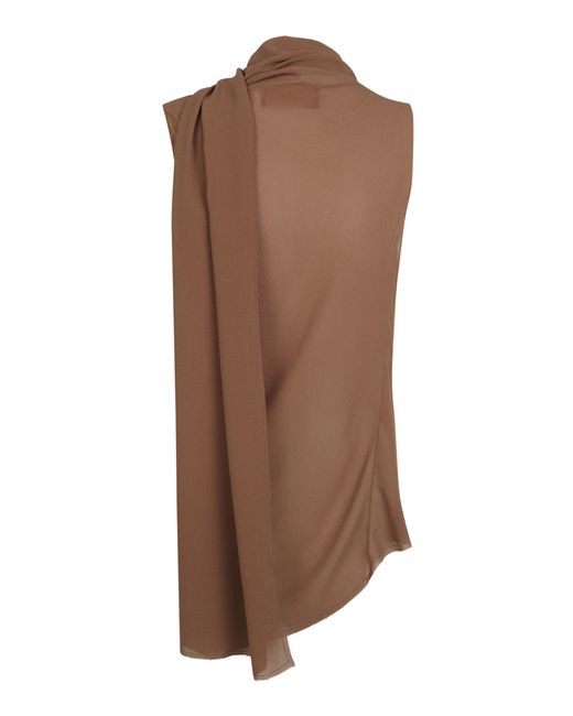 Cortana Brown Serene Silk Scarf-detail Top