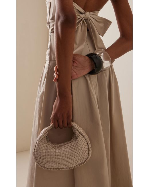 St. Agni White Mini Bon Bon Woven Leather Bag