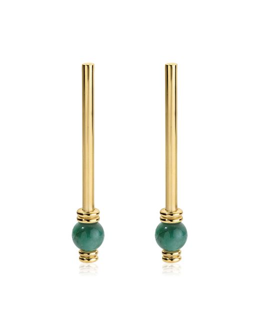 JADE RUZZO White Gilda Long 18K Emerald Stick Earrings