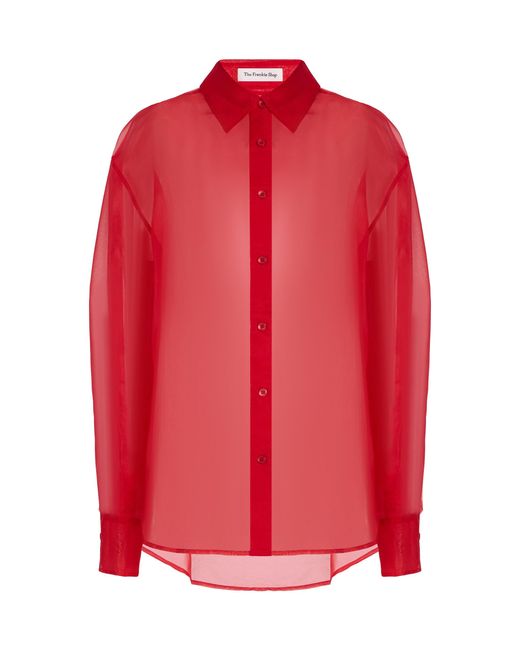 Frankie Shop Red Peri Sheer Silk-blend Shirt
