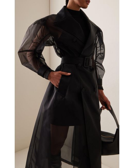 Dolce & Gabbana Black Organza Midi Trench Dress