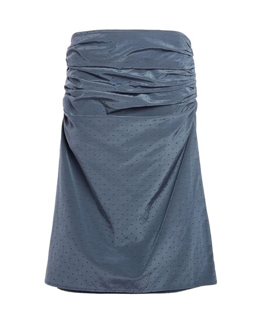 Christopher Esber Blue Static Dot Silk-Cotton Ruched Midi Skirt