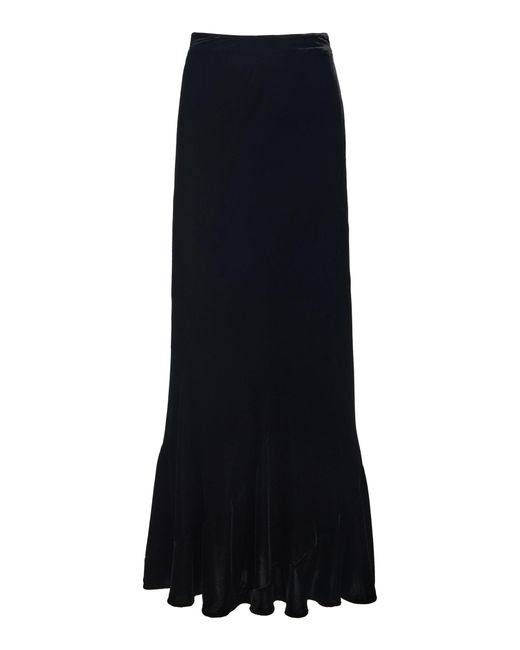 Cara Cara Black Samara Silk-Blend Velvet Maxi Skirt
