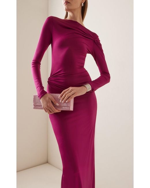 16Arlington Pink Nubria Gathered Jersey Maxi Dress