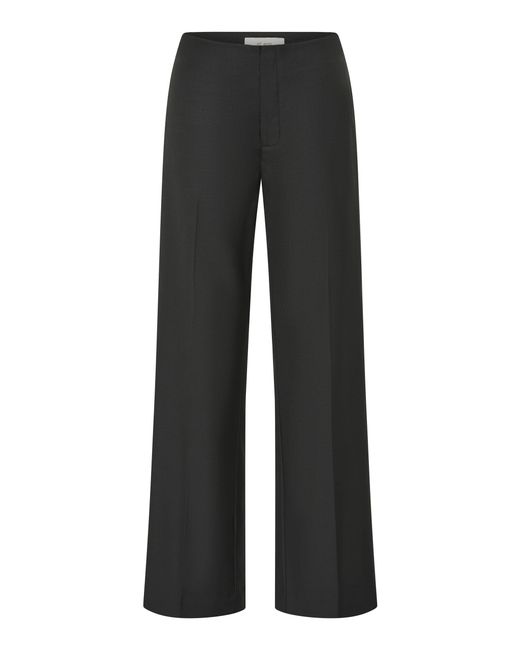St. Agni Black Carter Wool Polyester Straight Leg Trouser