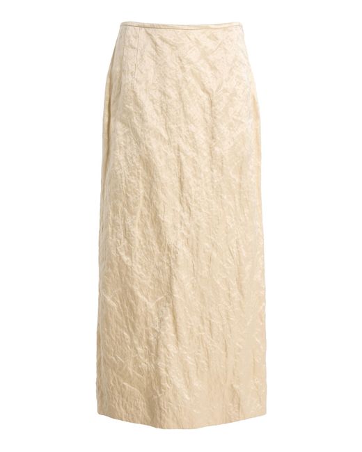 FFORME Natural Mena Straight Cotton-Blend Midi Skirt