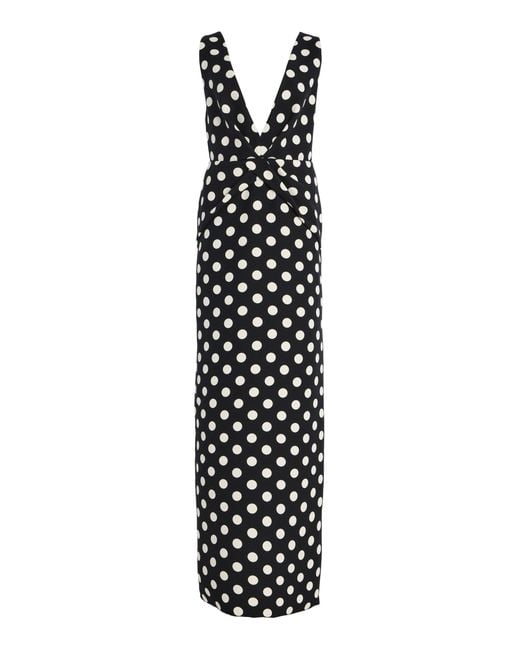 Brandon Maxwell White Exclusive Riviera Polka-Dot Wool-Silk Maxi Dress
