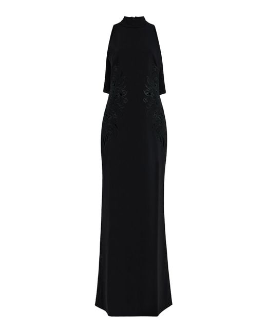 Zuhair Murad Black Lace-Embroidered Cady Gown